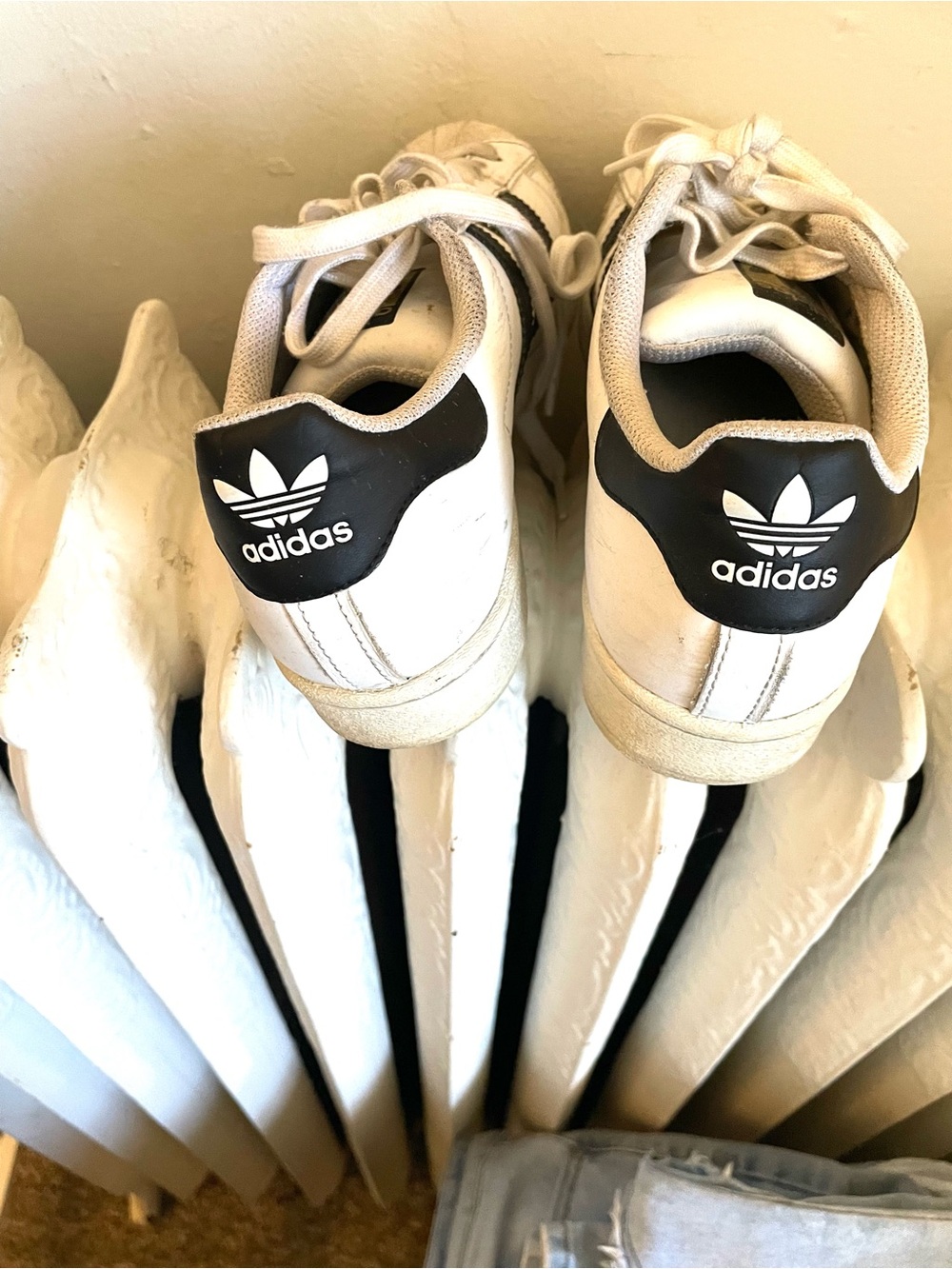 adidas White and Black Shell-Toe Lace-Up Sneakers - Picture 3 of 4